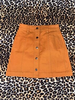 Madewell Button-Front Mini Skirt in Rust